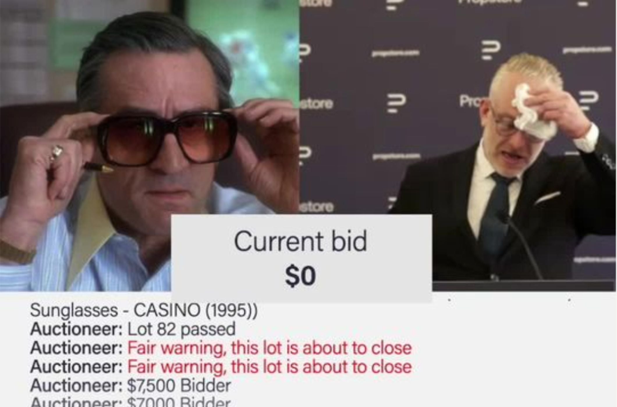 Robert De Niro Sunglass from Casino Movie at Auction 