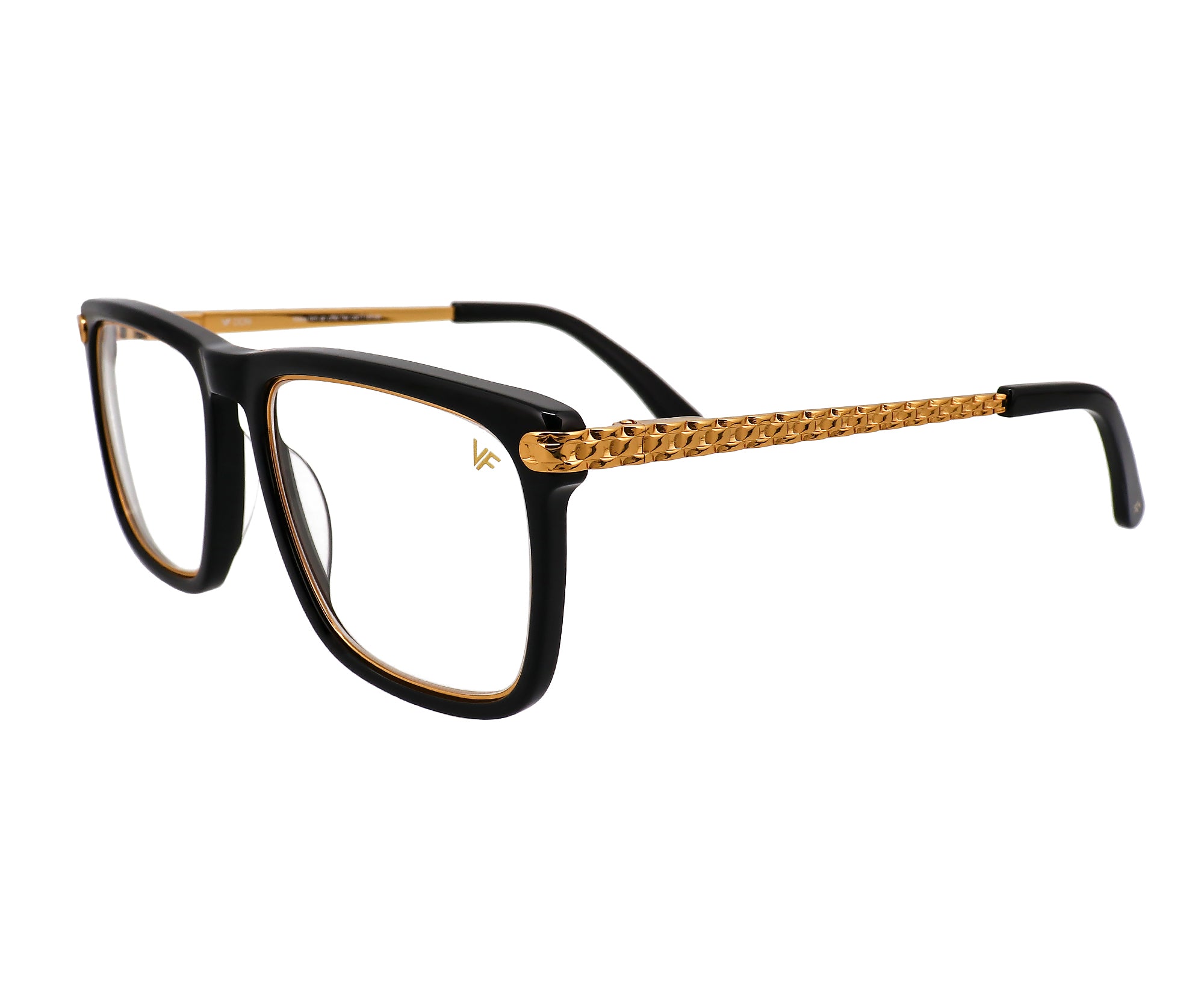 Black glasses with gold sides best sale